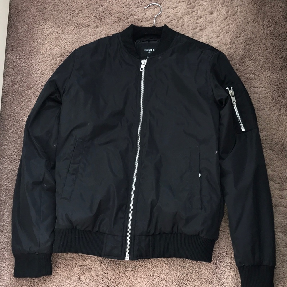 Forever 21 unisex black bomber jacket